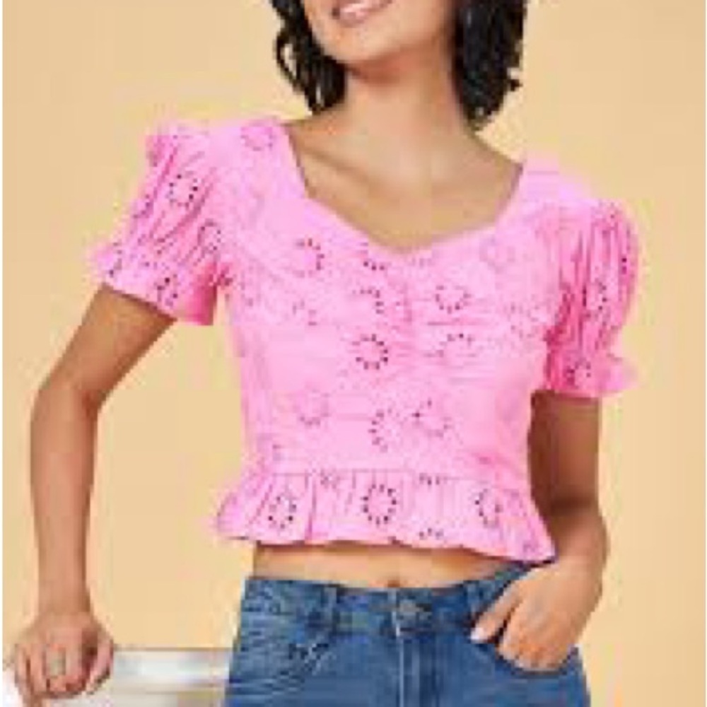 BARE Hot Pink Babydoll Cropped Top XSmall
